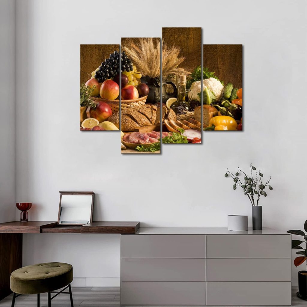 Colorful Fruit Canvas Wall Art - 4 Panel Modern Kitchen Decor throughout Colorful Prints For Modern Kitchens