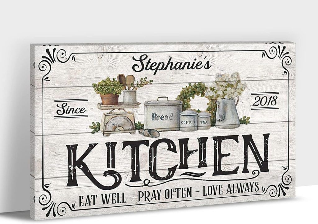 Kitchen Canvas Wall Art - Rustic Kitchen Pictures For Wall Decor, Farmhouse  Kitchen Sign Pictures For Kitchen, Name Customized Kitchen Art Picture with Personalized Prints For Kitchen Art