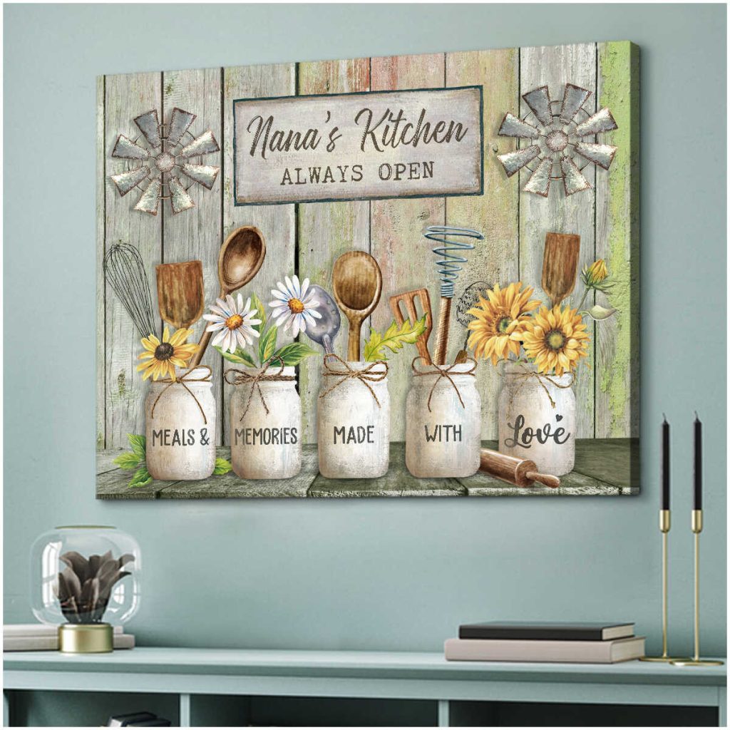 Nana'S Kitchen Always Open Farmhouse Wall Decor Canvas Print Art - Wrapped  Canvas, 10X8 Inches inside Custom Wall Prints For Kitchen