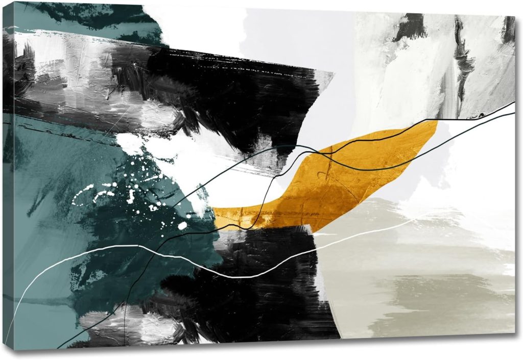 Navy Blue Abstract Canvas Wall Art - Modern Decor For Living Room, Bedroom,  Kitchen - 36X24In in Abstract Framed Art For Kitchen