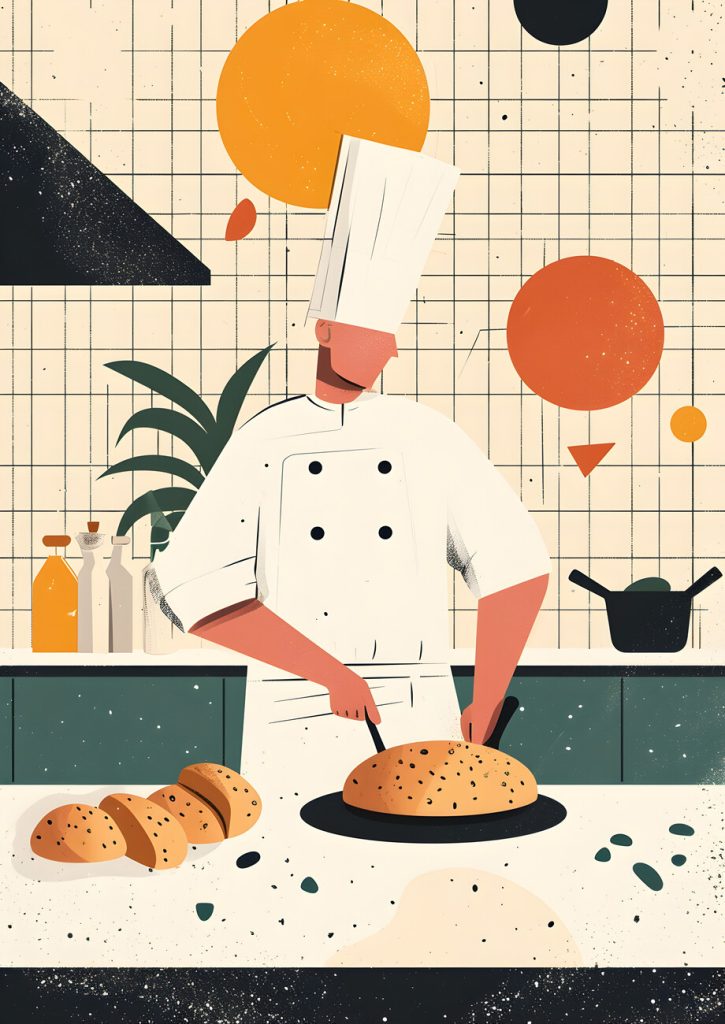 Wall Art Print | Simple Kitchen With Chef Cook Scene | Ukposters for Simple Kitchen Art Prints